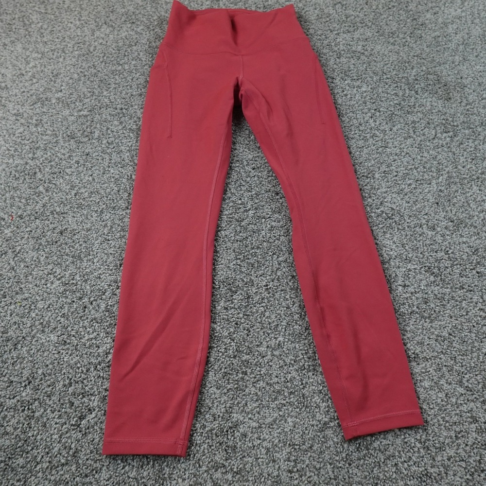 Lululemon Leggings Womens 6 Pink Red High Waist Workout Stretch Gym Yoga Pants
